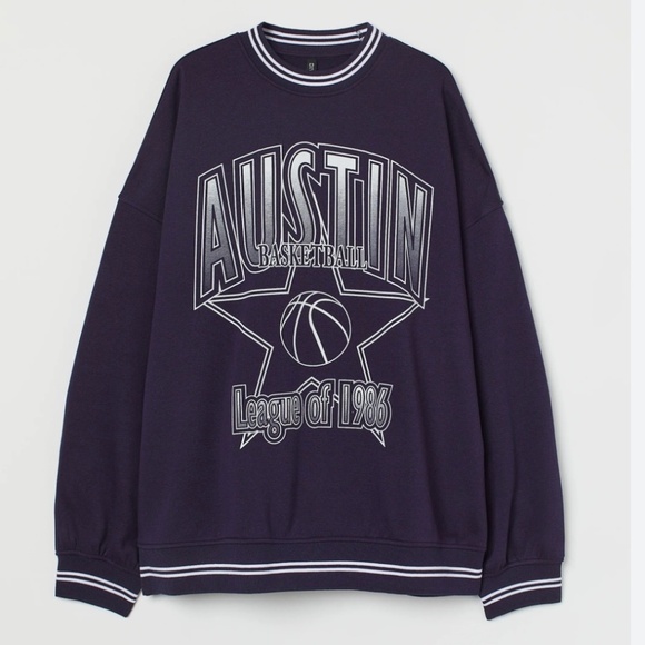 H&M Sweaters - H&M Oversized Navy Blue Basketball Sweatshirt
